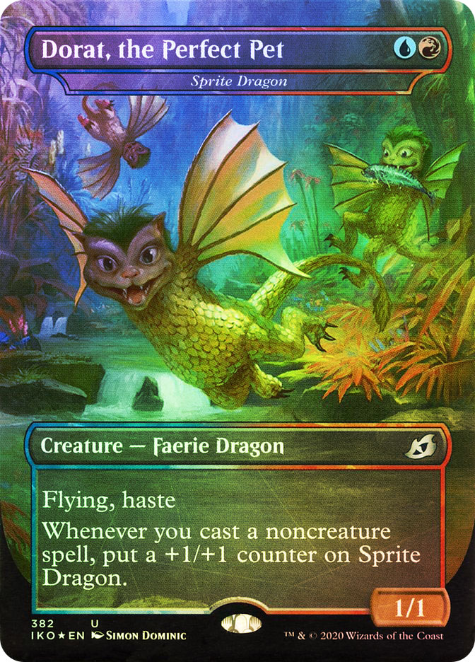 Ikoria: Lair of Behemoths Variants Foil: Sprite Dragon (Dorat, the Perfect Pet - Godzilla Series)